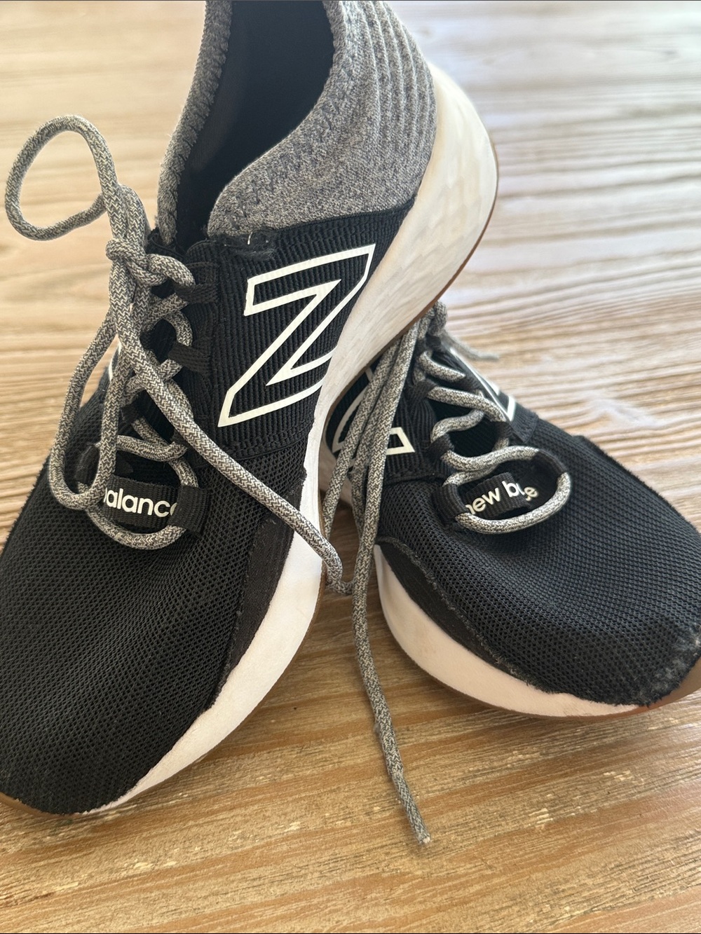 New Balance Kids Black and Gray Lace-Up Sneakers